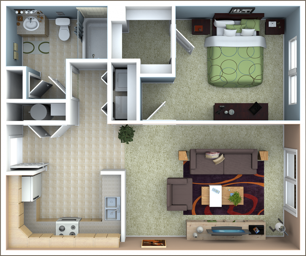 a 3d rendering of a floor plan of a house